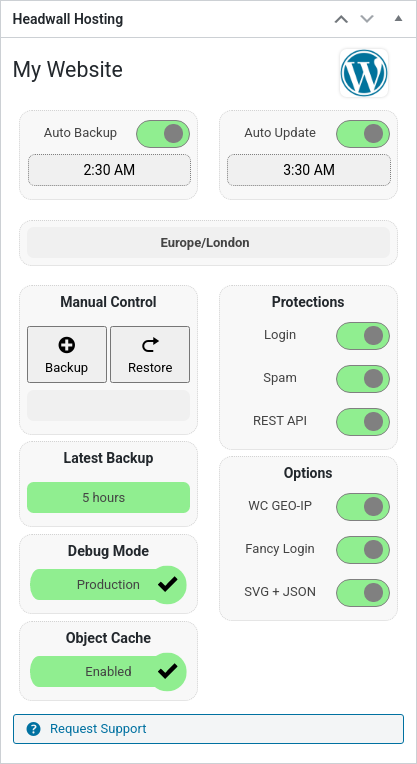 Headwall WordPress Admin Widget