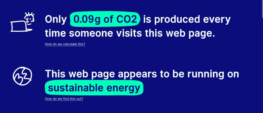 Website CO2 emissions and energy source