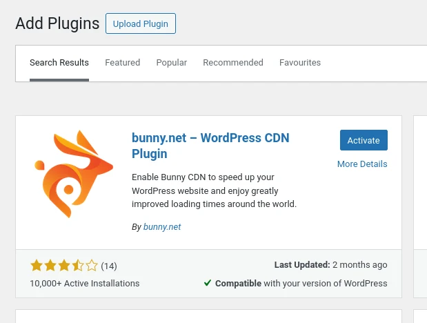 BunnyNet WordPress plugin