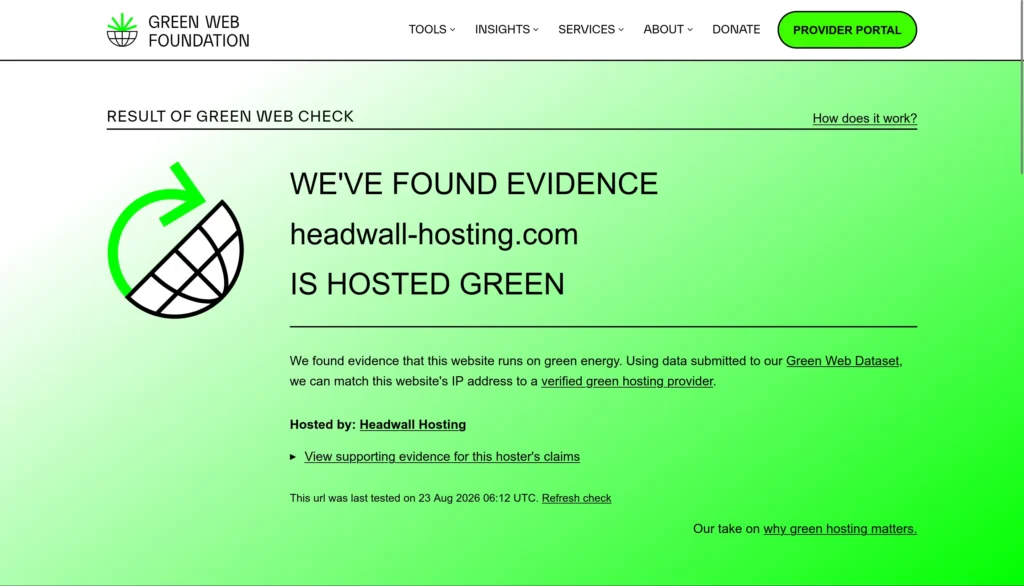 Headwall Hosting at Green Web Foundation