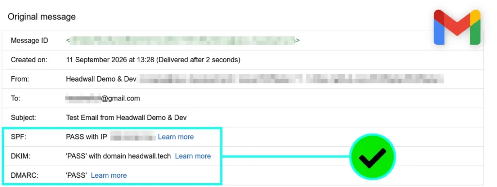 GMail headers passed deliverability checks